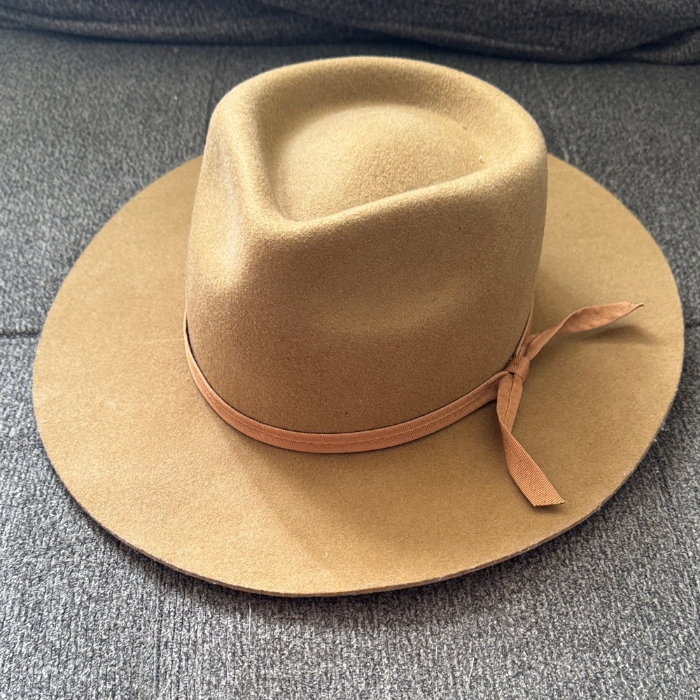 Lack Of Color Camel Wool Fedora with Tan Leather Band